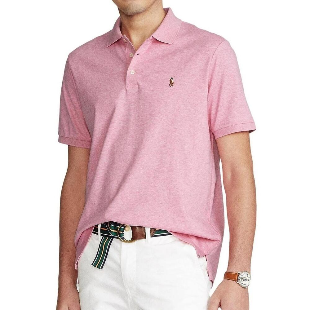 Polo Ralph Lauren Polo Shirt Men's XL Custom Slim Fit Hampton Pink Heather Pony